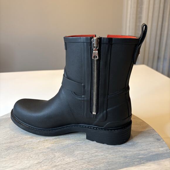 Rag & Bone Women's Black Moto Rain Rubber Waterproof Boots US Size 6.5 - Picture 5 of 11
